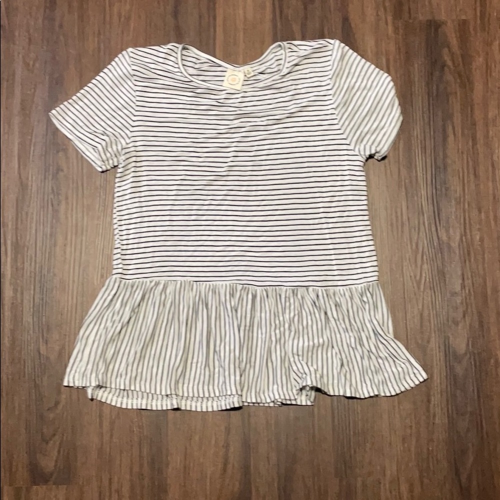 Black and white striped flows top